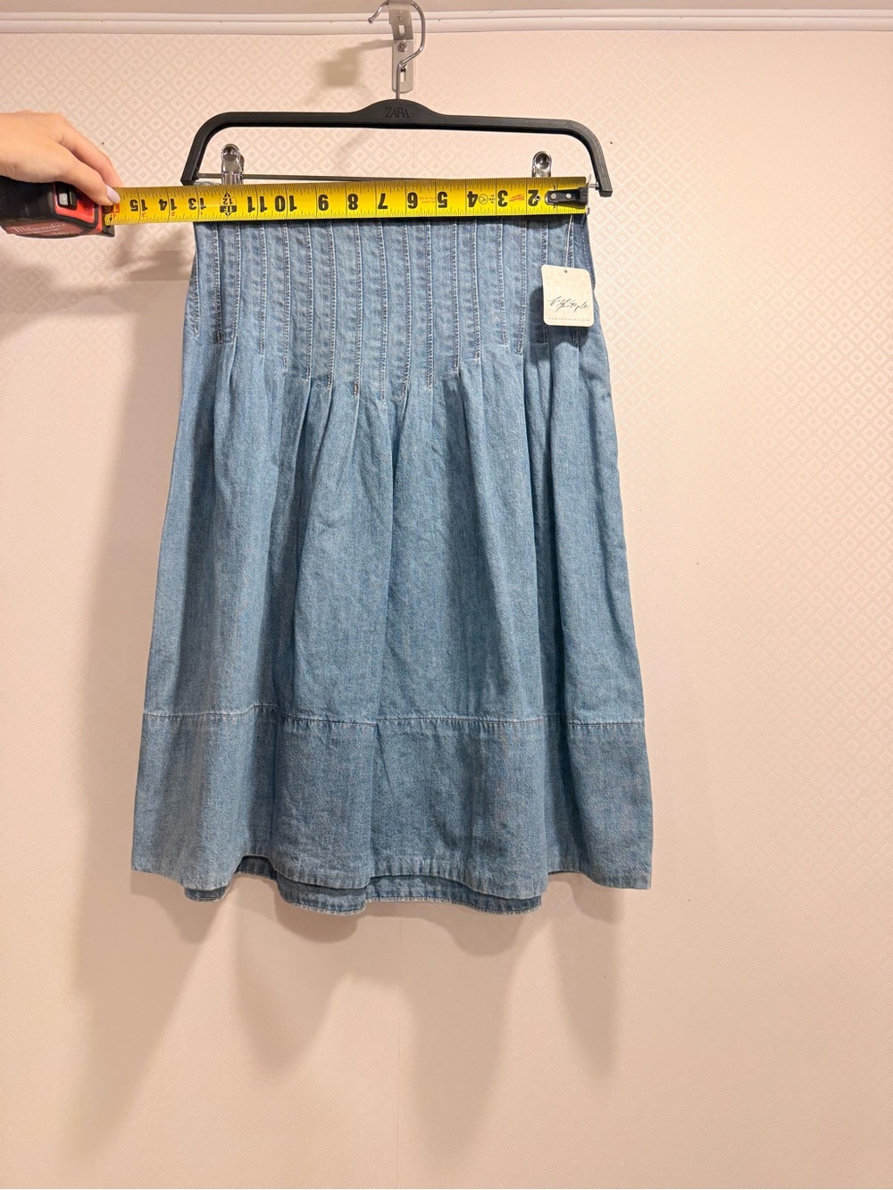 NWT Free People We The Free Peyton Pintuck Denim A-Line Midi Skirt Size 2 - Picture 3 of 14